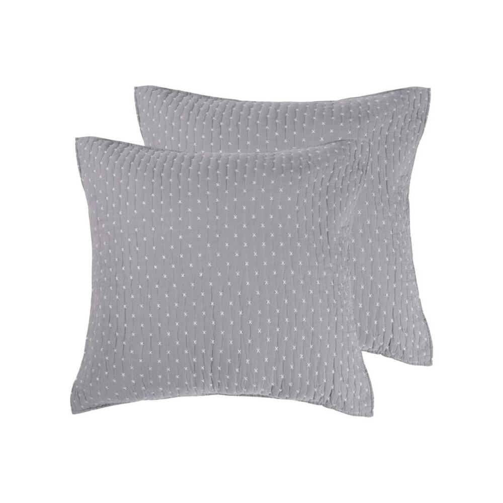 Levtex Cross Stitch Stitching 2-Pc. Sham Set European Gray